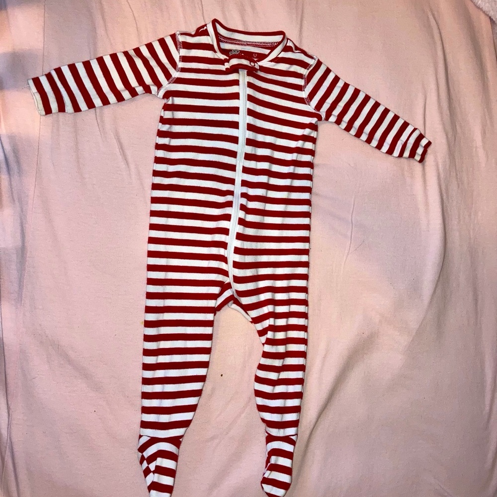 Red & white stripe 6-9month pajamas primary brand